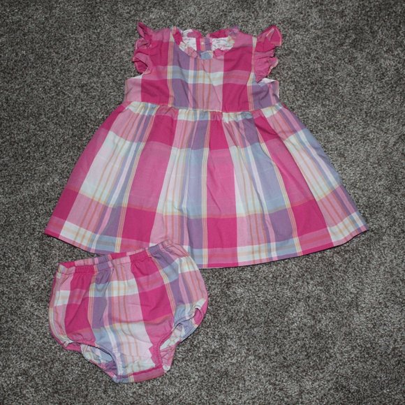 Chaps Baby Girl Pink Plaid Dress Set 3M - Picture 1 of 5